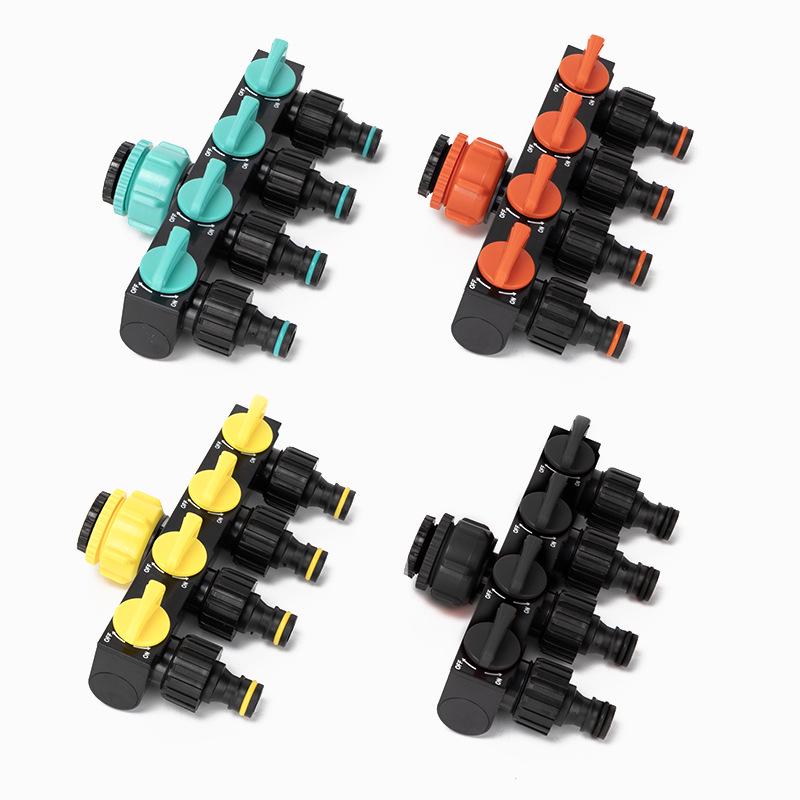 Five-Way Faucet Water Diverter Splitter with Ball Valve Switch (1" X 4 Points)