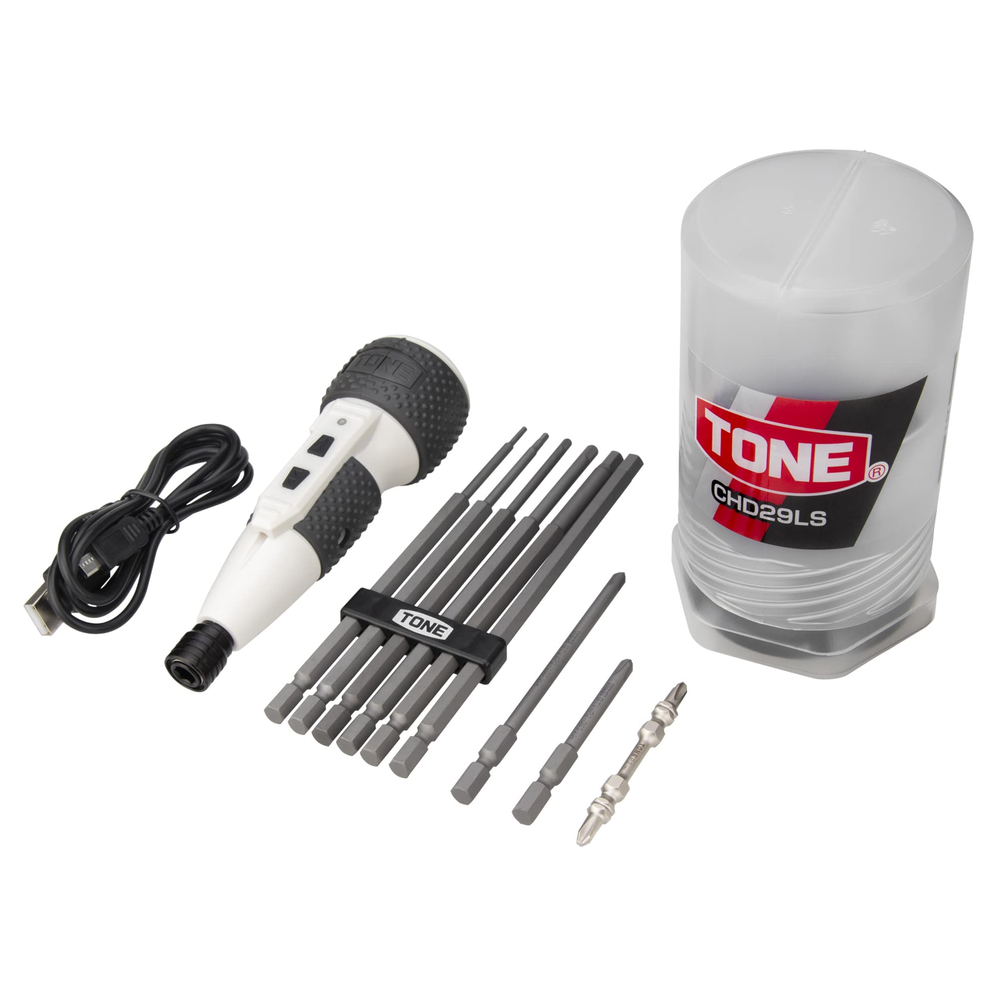 

Электрическая отвертка TONE CHD29LS с длинным шестигранным битом, Белый набор, 2,5 Нм, Набор из 10 предметов, белый