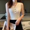 Women Vest Summer Inside the Small Tank Top Bottoming Shirt Knitted Shirt Slim V-neck Sexy Sleeveless Short Section Tops Outside