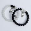 2Pieces Elegant Crystal Bead Bracelet Magnetic Clasp Handchain for Couples Adjustable Matching Wristbands Accessory
