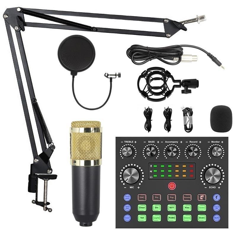 

Комплект оборудования для подкастов со звуковой картой V8S Live, с устройством для набора микрофонов, потоковая передача музыки/записи в реальном времени для устройства DJ Disco золотой