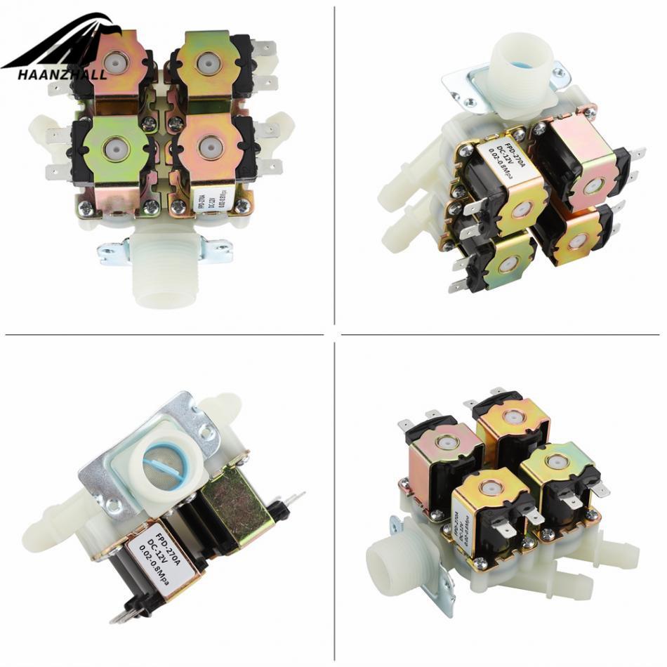 DC 12V/24V/220V G3/4" 1 in 4 out Plastic Electromagnetic Valve Normally Closed Water Drain Valve Electric Water Inlet Solenoid