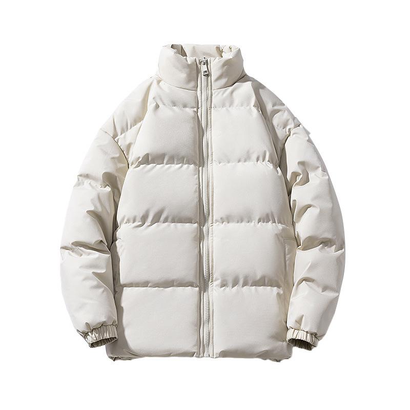 Winter Stand Collar Cotton Jacket Loose Student Couples Cotton Jacket Casual Simple Warm Windproof Large Size Cotton