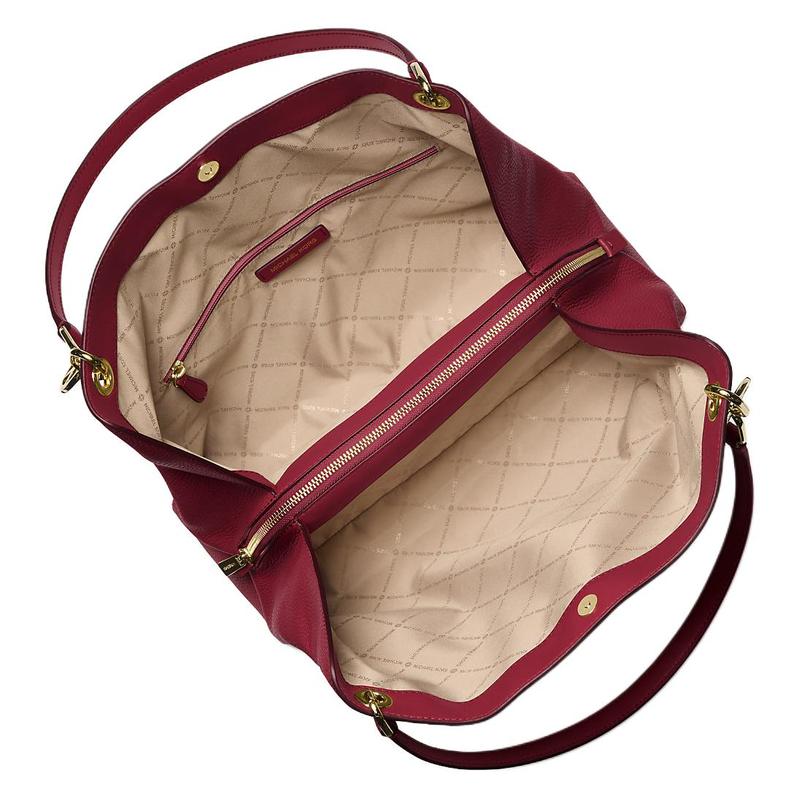 Michael Kors Christina Logo Classic Leather Shoulder Bag Large Women's Cherry Red