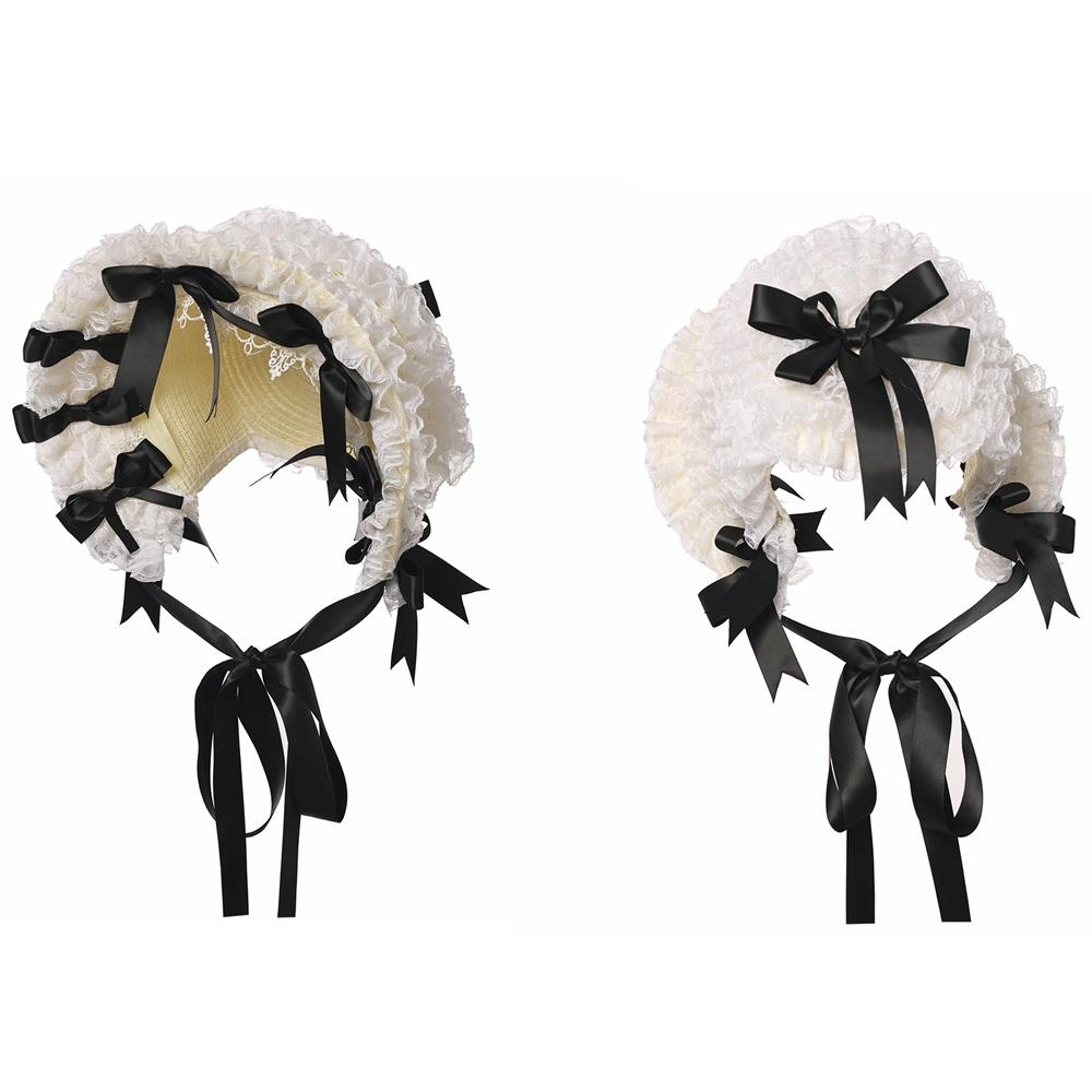 Lolita Lace Bonnet Hat Women Girl Victorian Party Straw Hat