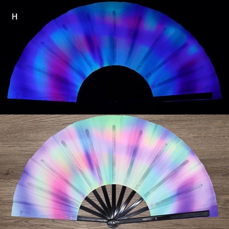 Kung Fu Fan Uv Ink Printing Fluorescent Fan Bamboo Bone Folding Fan For Festival Foldable Fan Music Festival Fan
