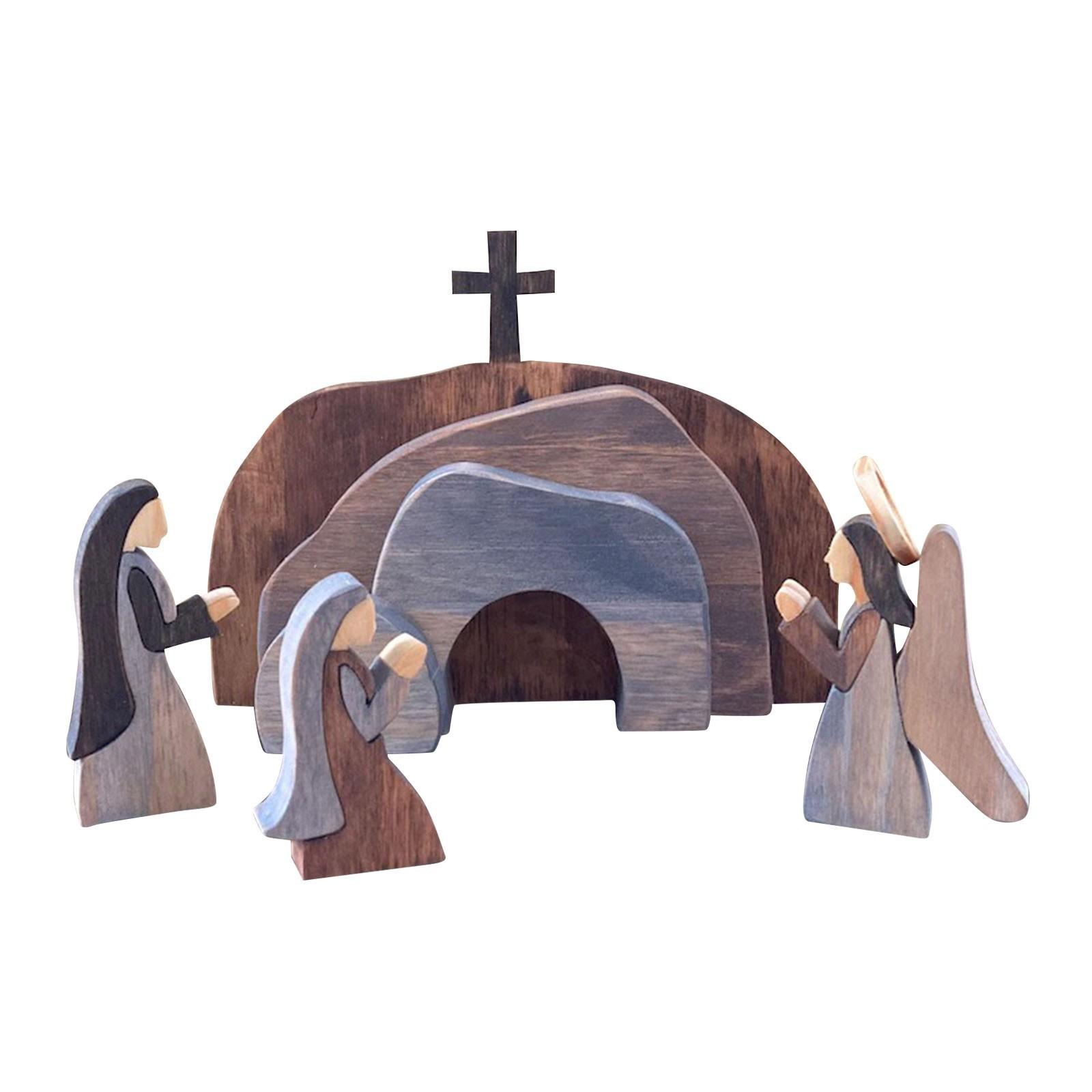 Resurrection Scene Easter Resurrection Scene Wooden Decoration Easter Decoration Home Ornament Tall Decorations One Size коричневый