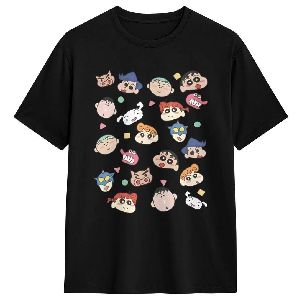 School Friends Crayon Shin Chan T-Shirt Summer Y2K Retro T Shirts 100 Cotton Tshirt For Mens Short Sleeves Clothing