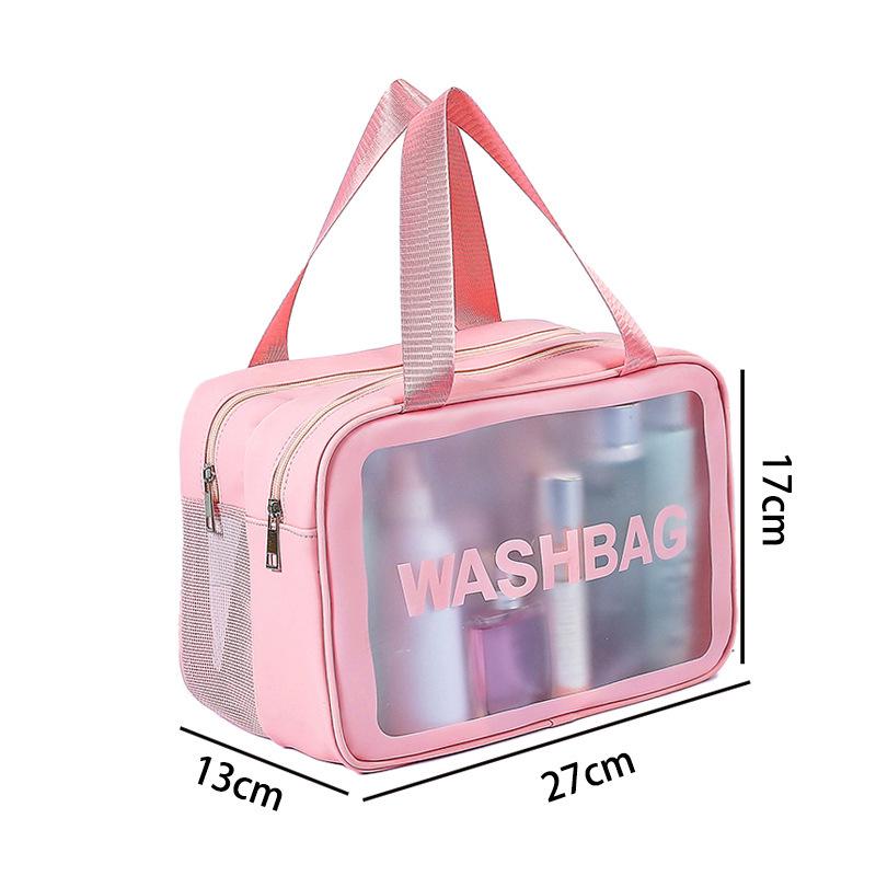 Large Portable Transparent PVC Toiletry Bag - Frosted, High Capacity Travel Storage