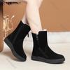 Snow Boots Women Fur Winter Shoes Padded Warm Casual Ankle Boots Retro Round Toe Suede Side Zip Short Botines Solid Ladies Shoes
