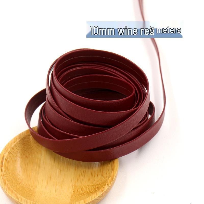 1 cm breiter PU-Leder-Paspelbesatz - 10 mm flaches Band für DIY-Schmuck, Kleidung, Gepäck und Bastelarbeiten
