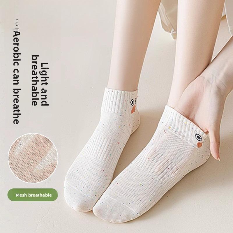 Summer Sock Children's Short Socks Trendy Shallow-cut Low-top Lightweight Style Cute Cartoon College-style Girls' Lace Cotton Stockings