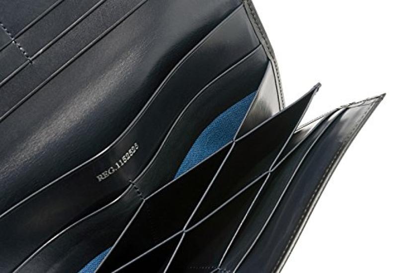 CYPRIS COLLECTION Box Calf Narbenkalb Wabenmuster Kartenetui Leder Tagesgeschenk Geschenk Geburtstag Freund Schwarz x Marine 4673 [Cypris Collection] &