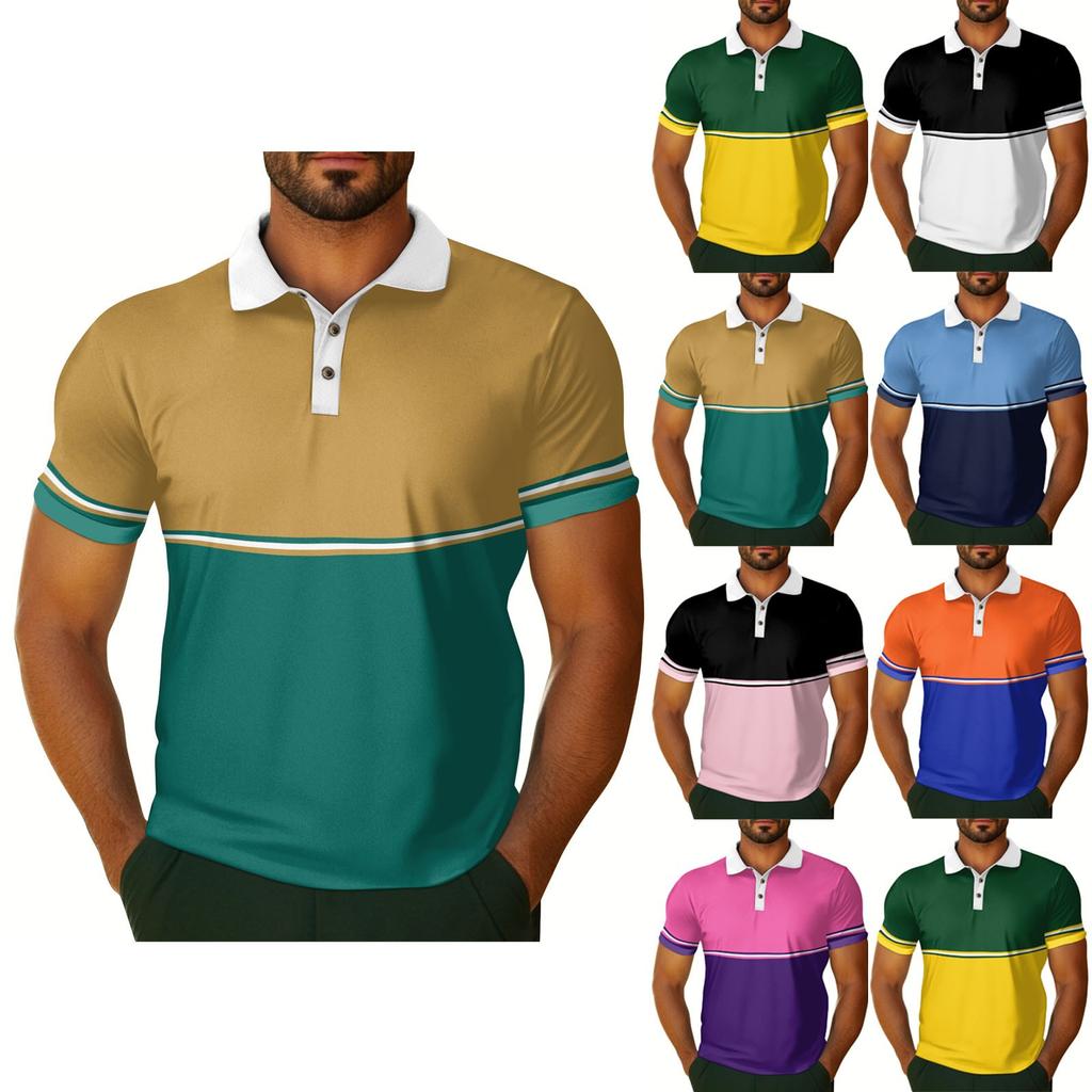 Herren Lässig Atmungsaktiv Kurzarm Gestreift Kariert Bedrucktes Hemd