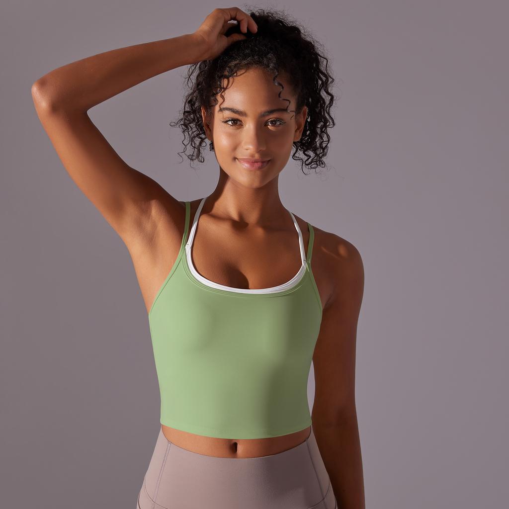 Auroth Back Cross Sports Vest Women Yoga Sports Bra Candy Color Fitness Top