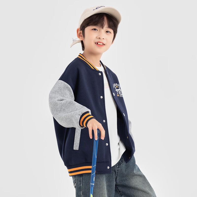 Duoduojia Boys' Color Block Cartoon Baseball Jacket