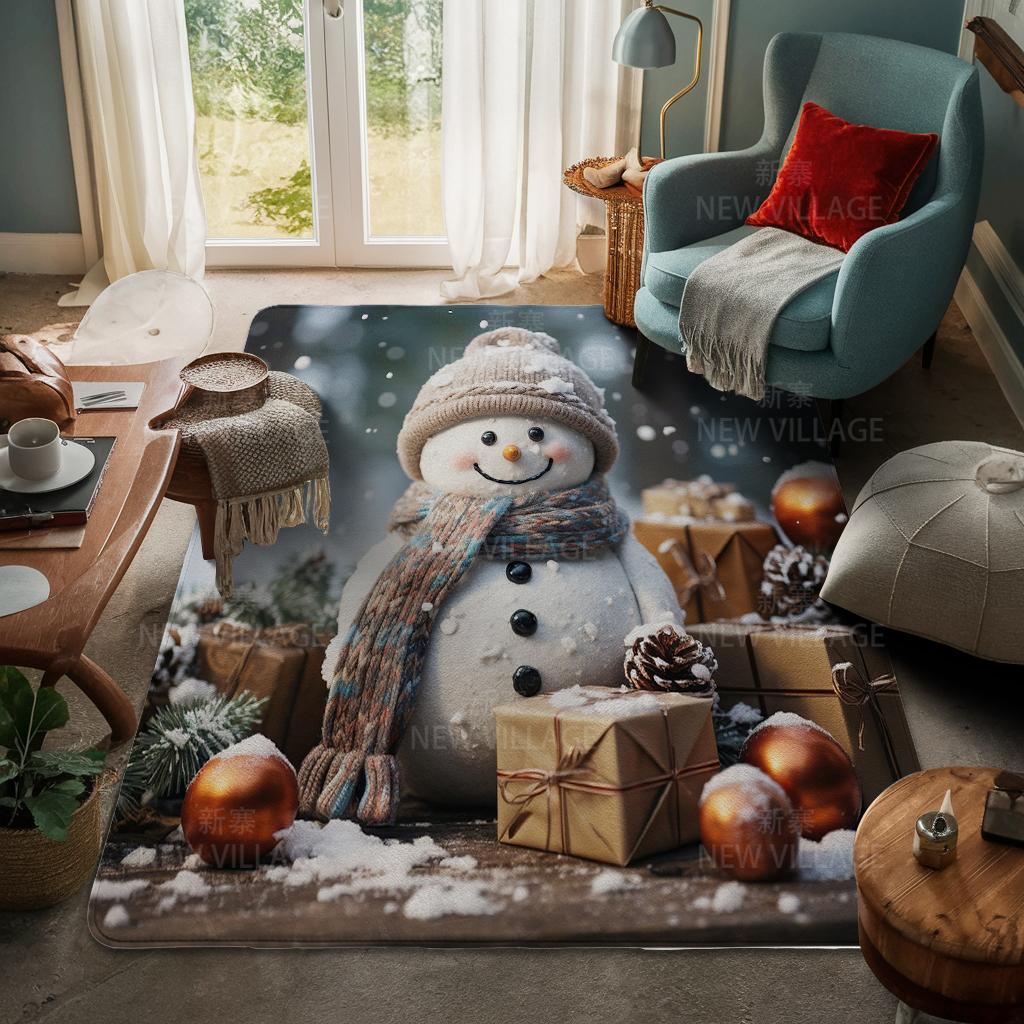 House Entrance Carpet Home Door Mat Living Room Bath Foot Bathroom Non-slip Water Absorption Rugs Bath Merry Christmas Winter