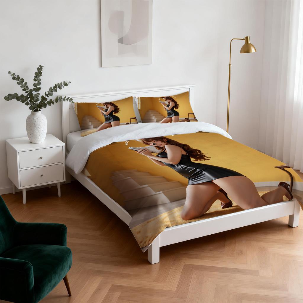 Euphoria Season 3Woof Woof Cat Girl Printed Duvet Cover Set Soft Bedding Set For Adults Bedroom Decor