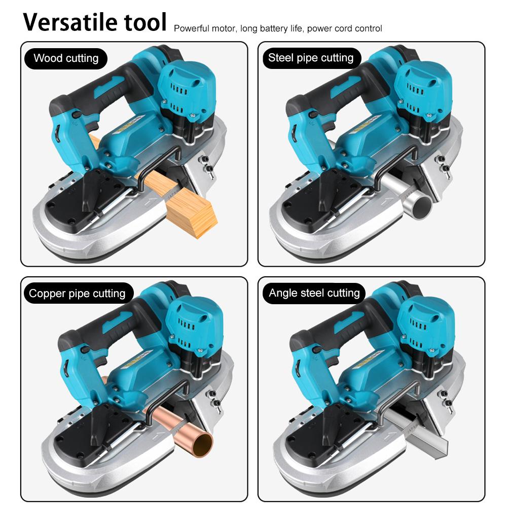 21V Brushless Wireless Band Saw Handheld Portable Electric Saw Lithium-ion Cordless Band Saw for Cuts Metal Wood