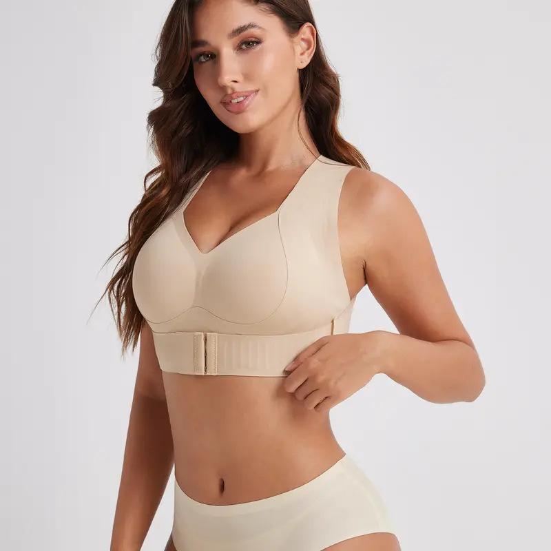 Women European Size Jelly Cup Sports Bra Breathable Posture Support Lifting Anti-Sagging Underwear