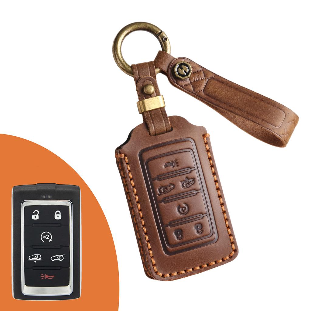 Key Protective Cover for JEEP Jeep 21-25 New Key Leather Car Cowhide High-end Bag