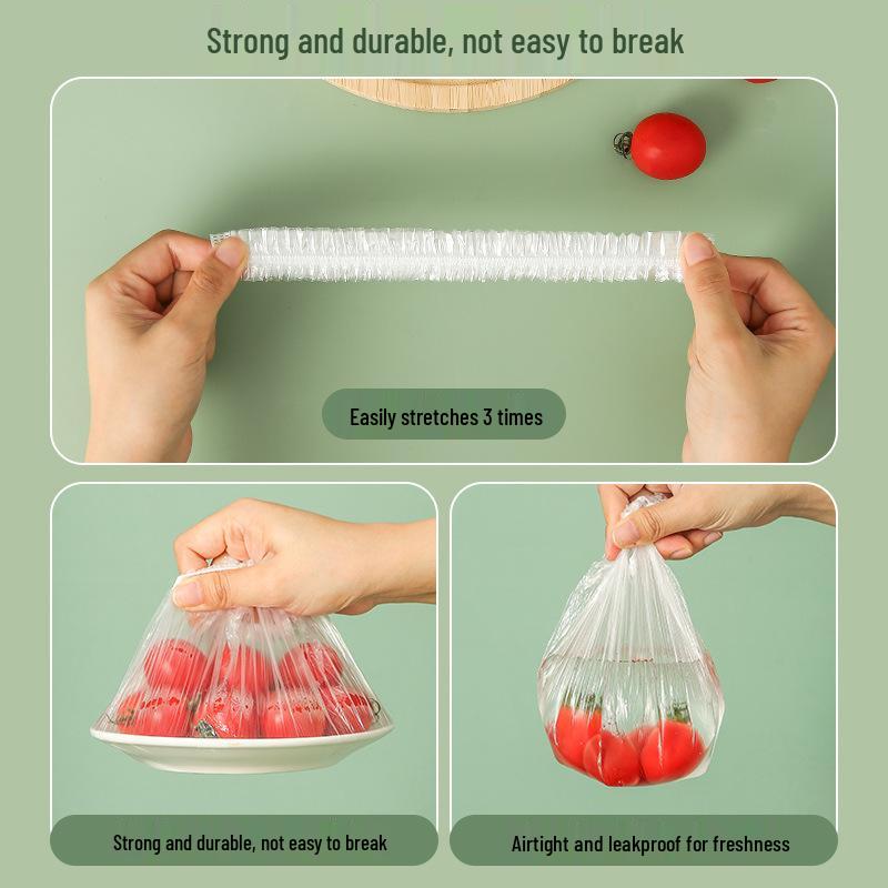 Disposable Fresh-Keeping Film with Elastic Opening, 100-Piece Food Grade PE for Refrigerator Anti-Odor Sealing