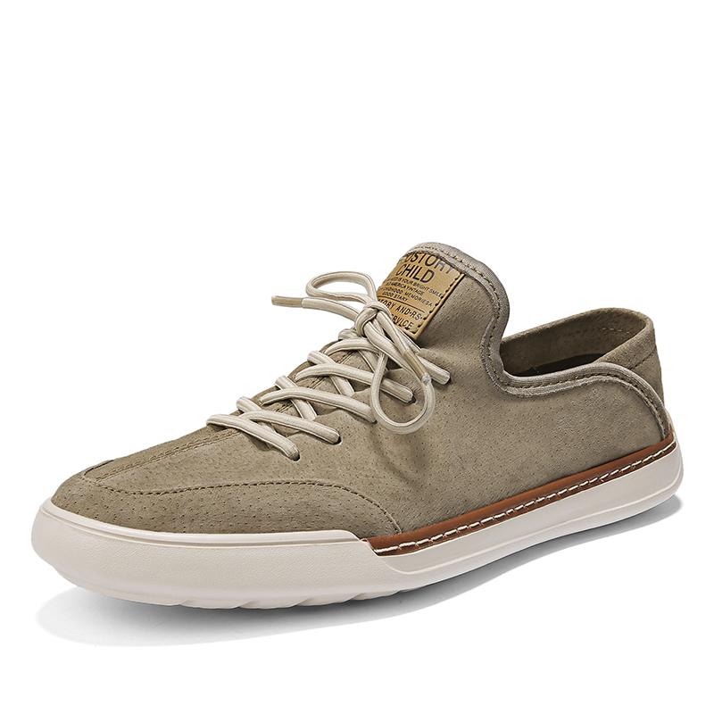 

Fashion 2025 New Fashion Men Casual Shoes Handmade Leather Lace-Up Loafers Comfy Quality Driving Flats Outdoor Antiskid Walking Shoes 44 хаки