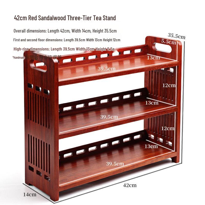Red Rosewood Multi-layer Desktop Storage Rack - Retro Style Kung Fu Tea Set Display Shelf