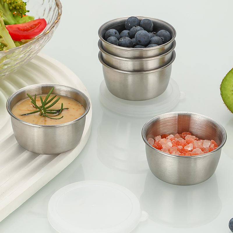 Stainless Steel Small Sauce Cup With Sealed Lid Portable Seasoning Spice Dishes Ketchup  Pot Dipping Bowl Saucer Tableware