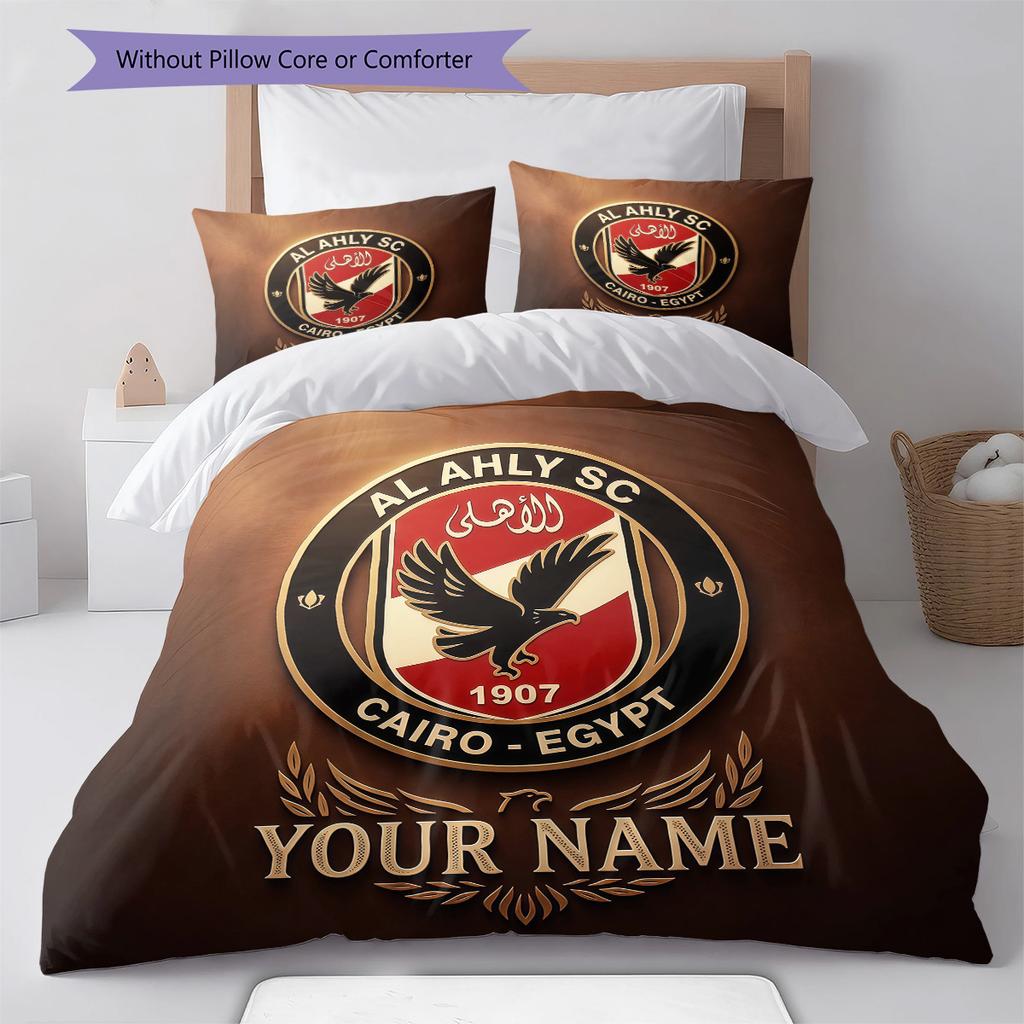 Custom Name Al Ahly SC Pattern Bedding Quilt Set  Home Decoration  Gift (1 * duvet cover + 2 * pillowcase  without core)