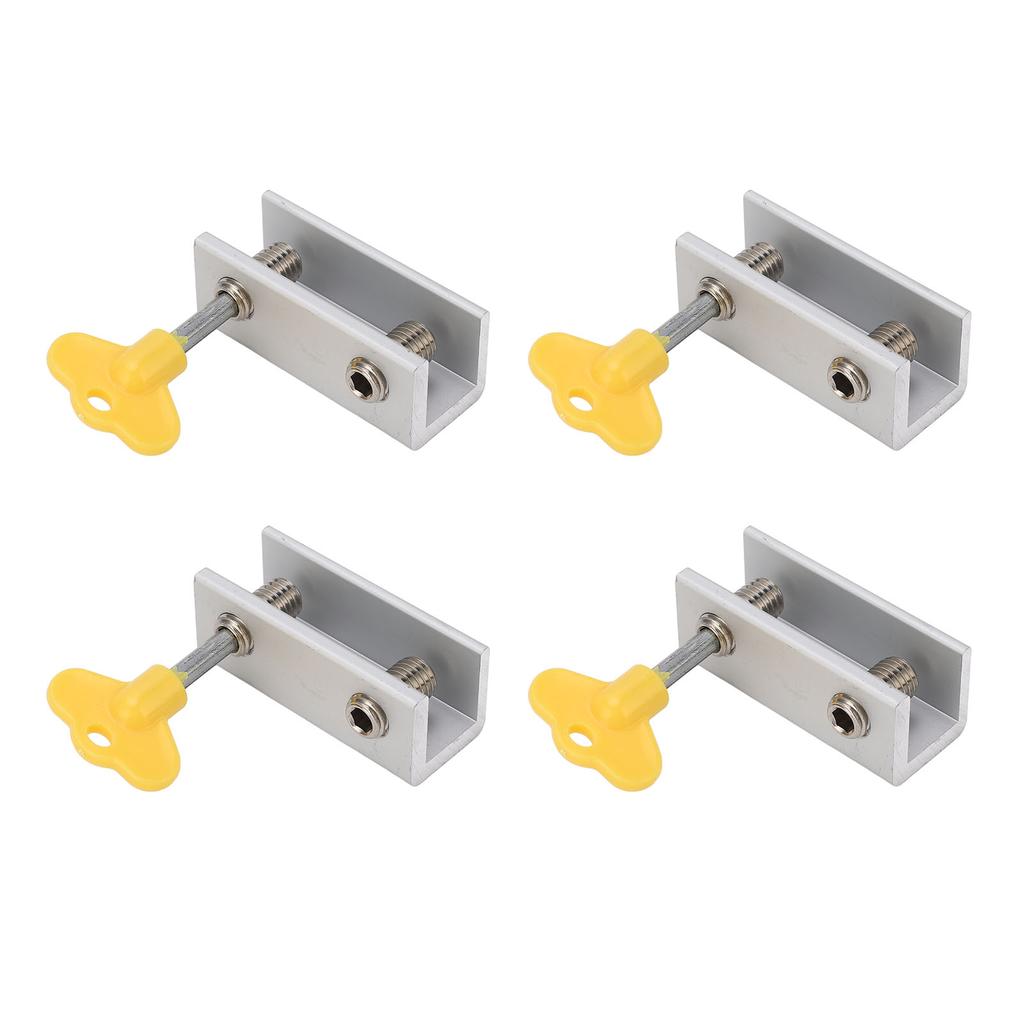 4Set Window Lock Aluminium Alloy Adjustable Security Lock Stopper with Key for Vertical Horizontal Sliding Window