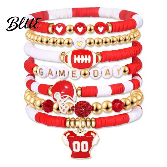 Football Party Accessory Game Day Bracelets Stackable Sports Charm Elasticated