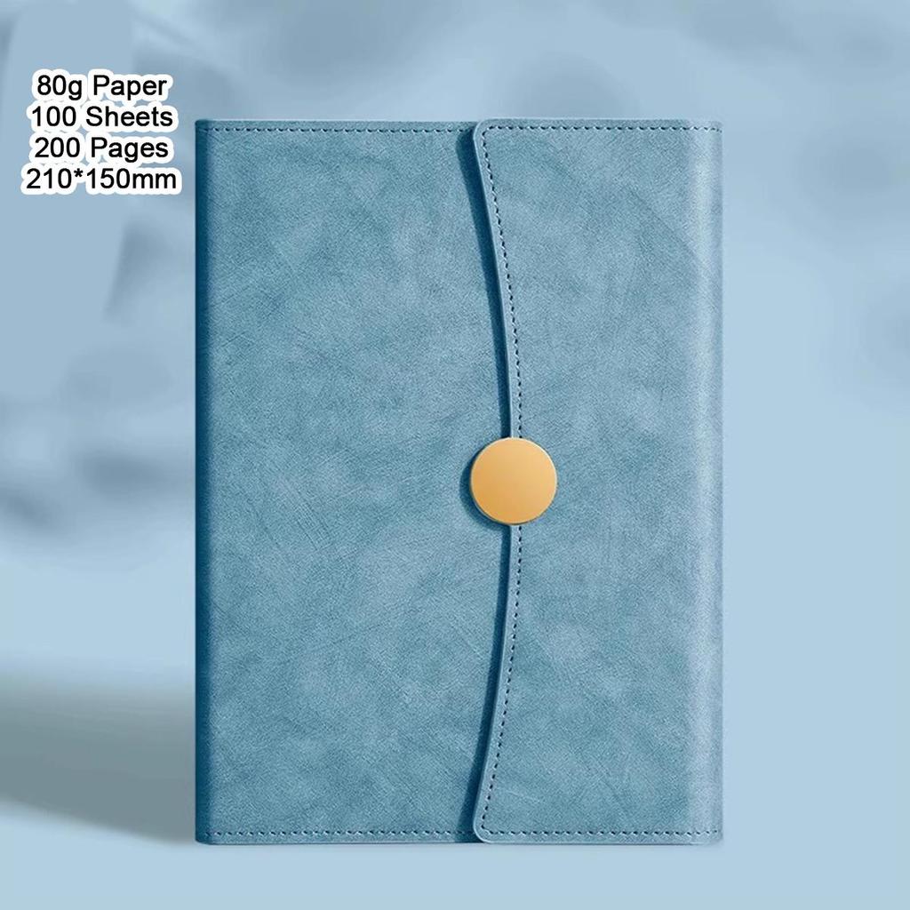 A5 Leather Buckle Notebook, Lined Pages, Business Meeting Record Book, Notepad, Student Diary, Travel Log, 100 Sheets, 200 Pages