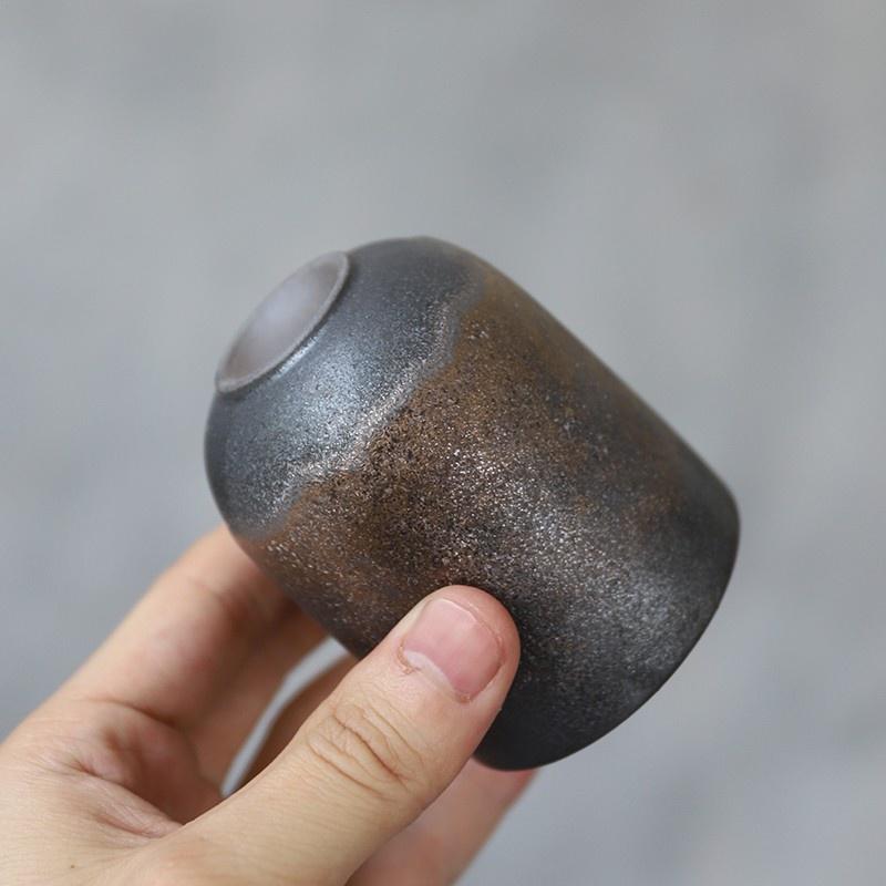 110ml Ceramic Tea Cup Japanese Style Kung Fu Tea Set Flat Mouth Cup