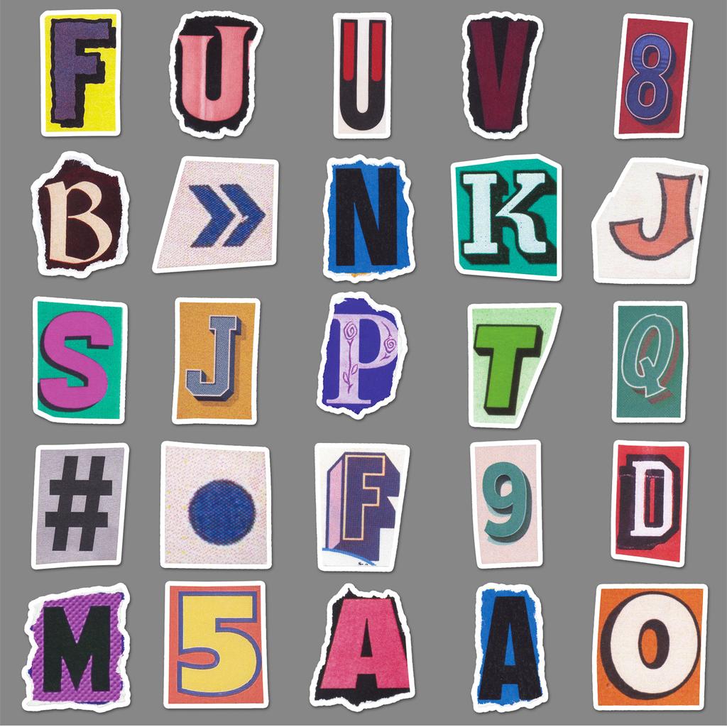100 Old Digital Letter Stickers Personalized Retro DIY Decorative Water Cup Mobile Phone Case Manual Notebook Stickers