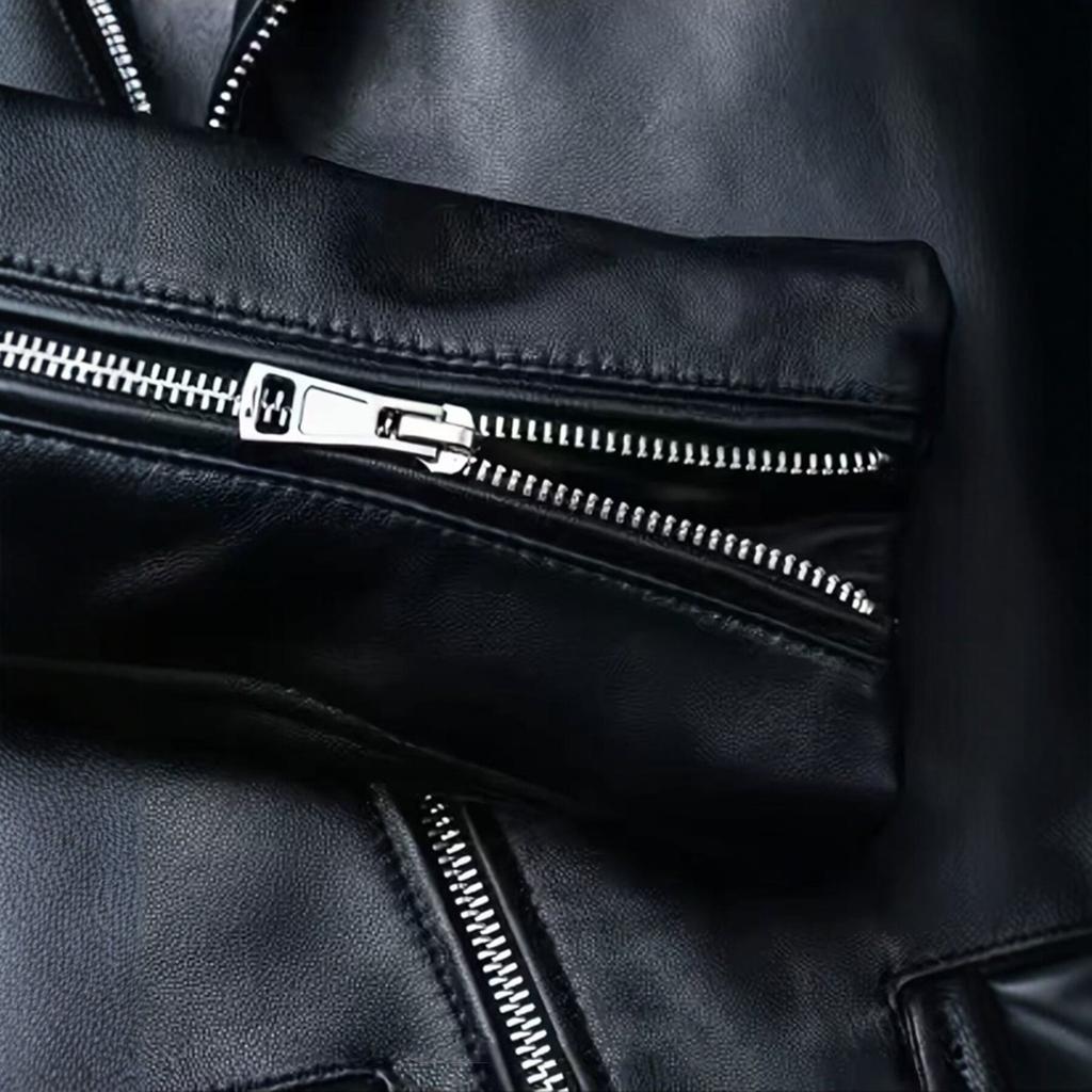 New men's PU leather jacket motorcycle jacket slim lapel zipper jacket spring and autumn trend men's leather jacket