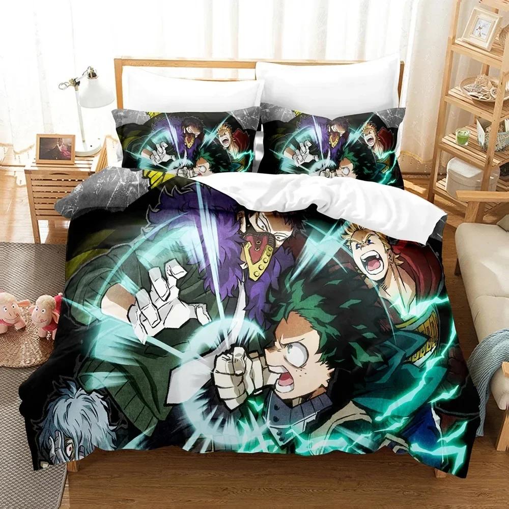 Japan Anime My Hero Academia Bekvämt Påslakan Täcke Örngott Sängkläder Set Barnrum Dekoration Hemtextil