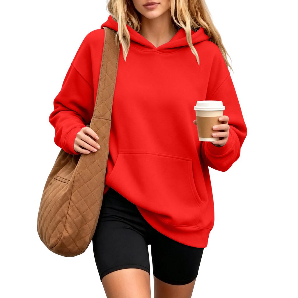 Damen Kapuzenpullover Sweatshirt mit Tasche Langarm Lässig Bequem