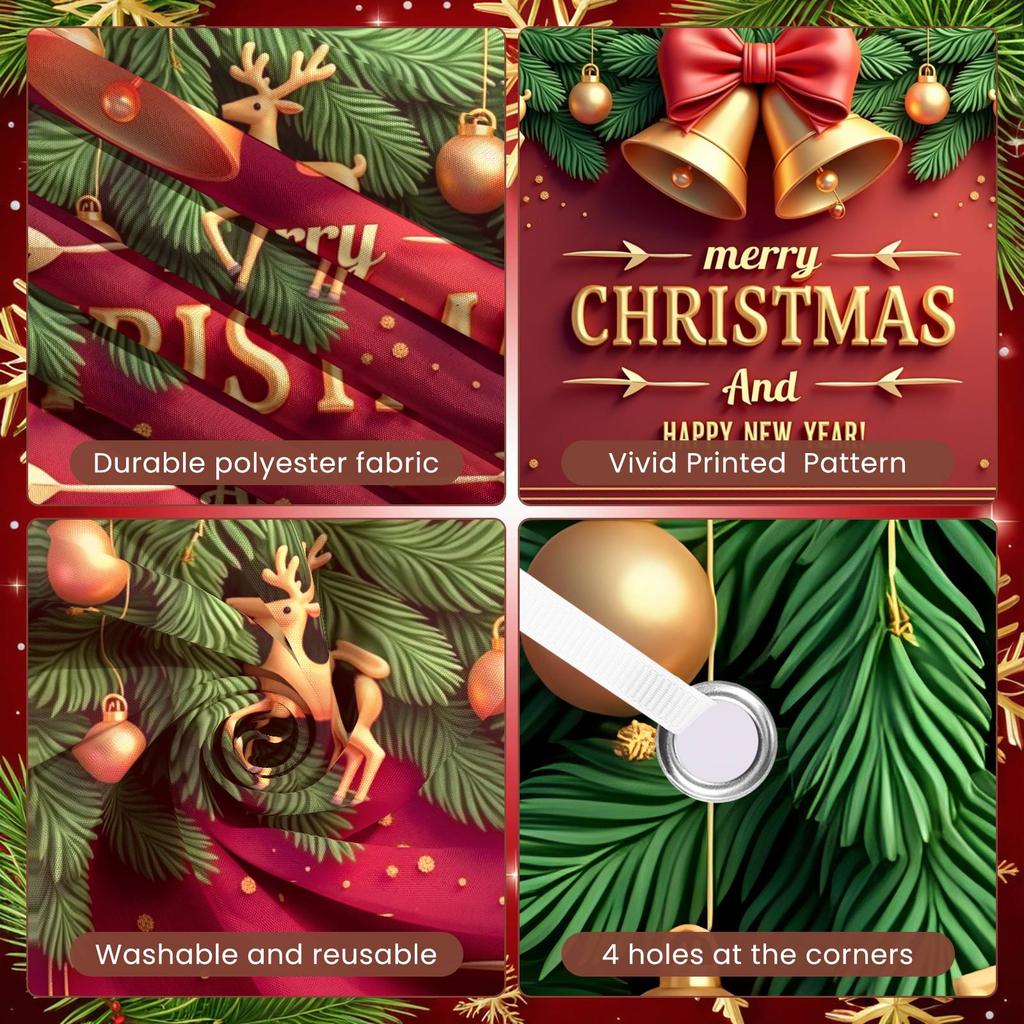 Noel Backdrop Classic Holiday Festive Background Xmas Display Pine Tree Design Christmas Banner For Office Event New Year Family