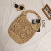 Bohemian Blume Strandtasche Hohl Gewebte Umhängetaschen für Damen Rose Häkeln Strohtasche Meeresblumen Strick Shopper Tasche Hobos