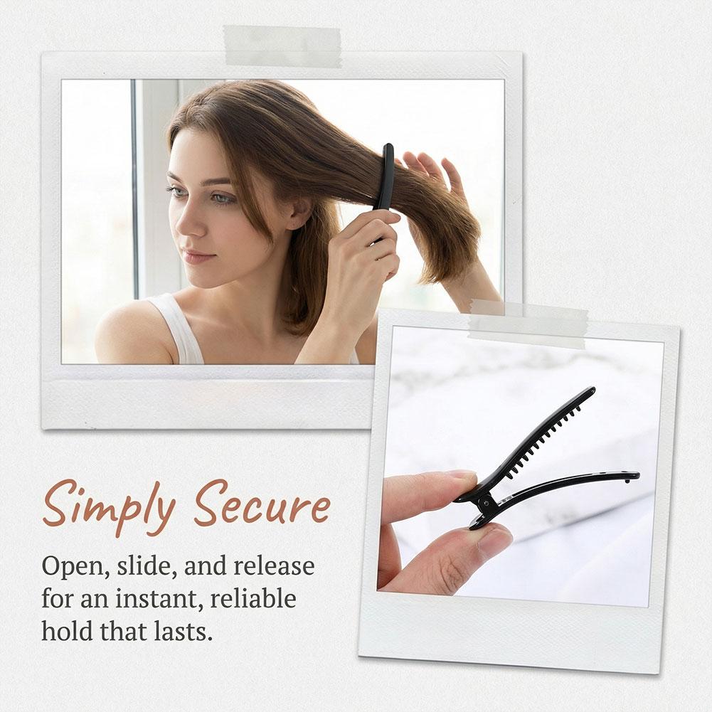 Black Hair Sectioning Clips Professional Salon-Grade Duckbill Clips with Strong Spring, Non-Slip Grip for Styling, Coloring