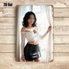 Pinup Woman Metal Poster Lace Top Black Skirt 8x12 Inch Wall Art for Bar