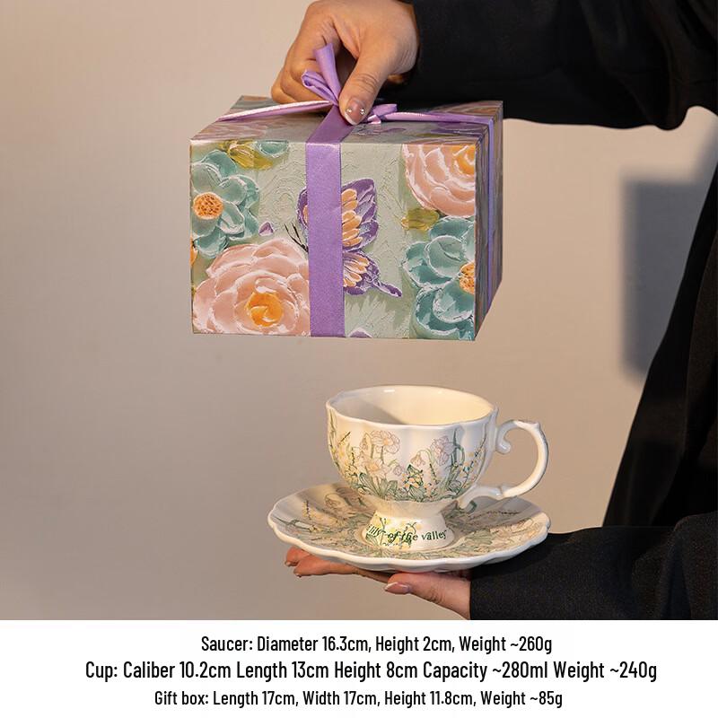 

OLOEY Oil Painting Floral Ceramic Coffee Cup & Saucer Gift Set