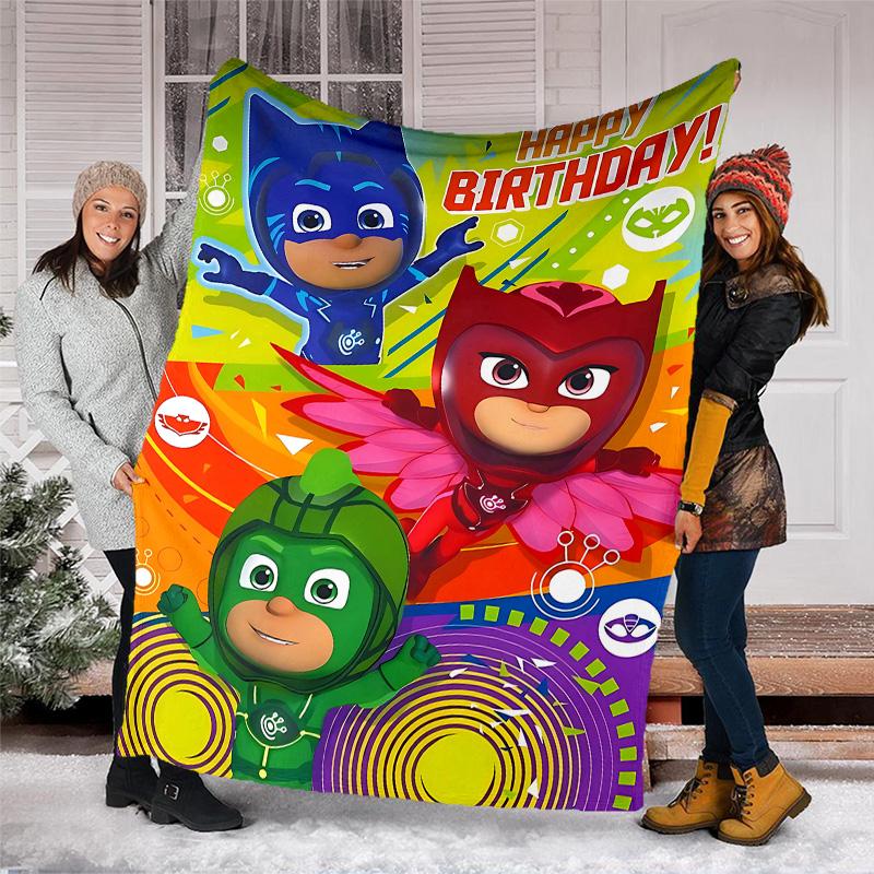 1pc PJ Marks1 Theme Blanket - Digital Print, Polyester, Cozy for All Seasons, Perfect for Outdoor, Camping, and Travel