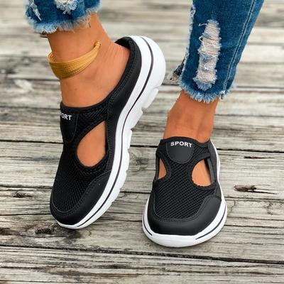 Mode Damen Hausschuhe Atmungsaktives Mesh Lässige Flache Schuhe Outdoor Zuhause Leichtgewicht Einfarbig Slipper Paar Schuhe Walking Sport Sandalen