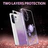 For vivo V60 5G Case Ring Kickstand TPU Flowers Phone Cover Gradient Glitter
