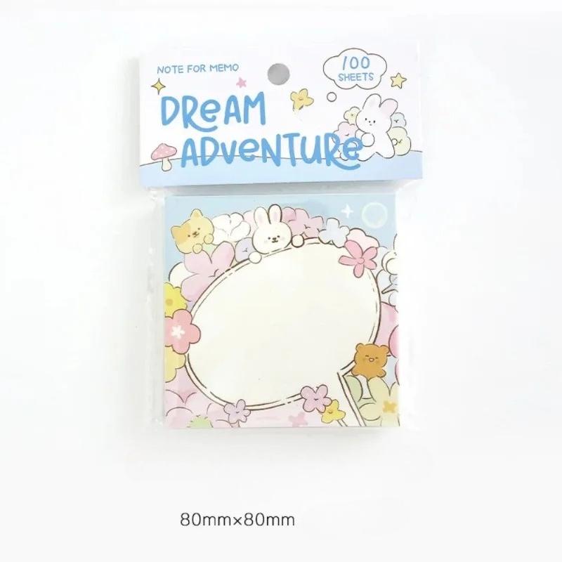 100sheets Post It Notes Flowers Cute Rabbits Illustration Materials Shapes Multifunctional Notes Leave A Message Sticky Note