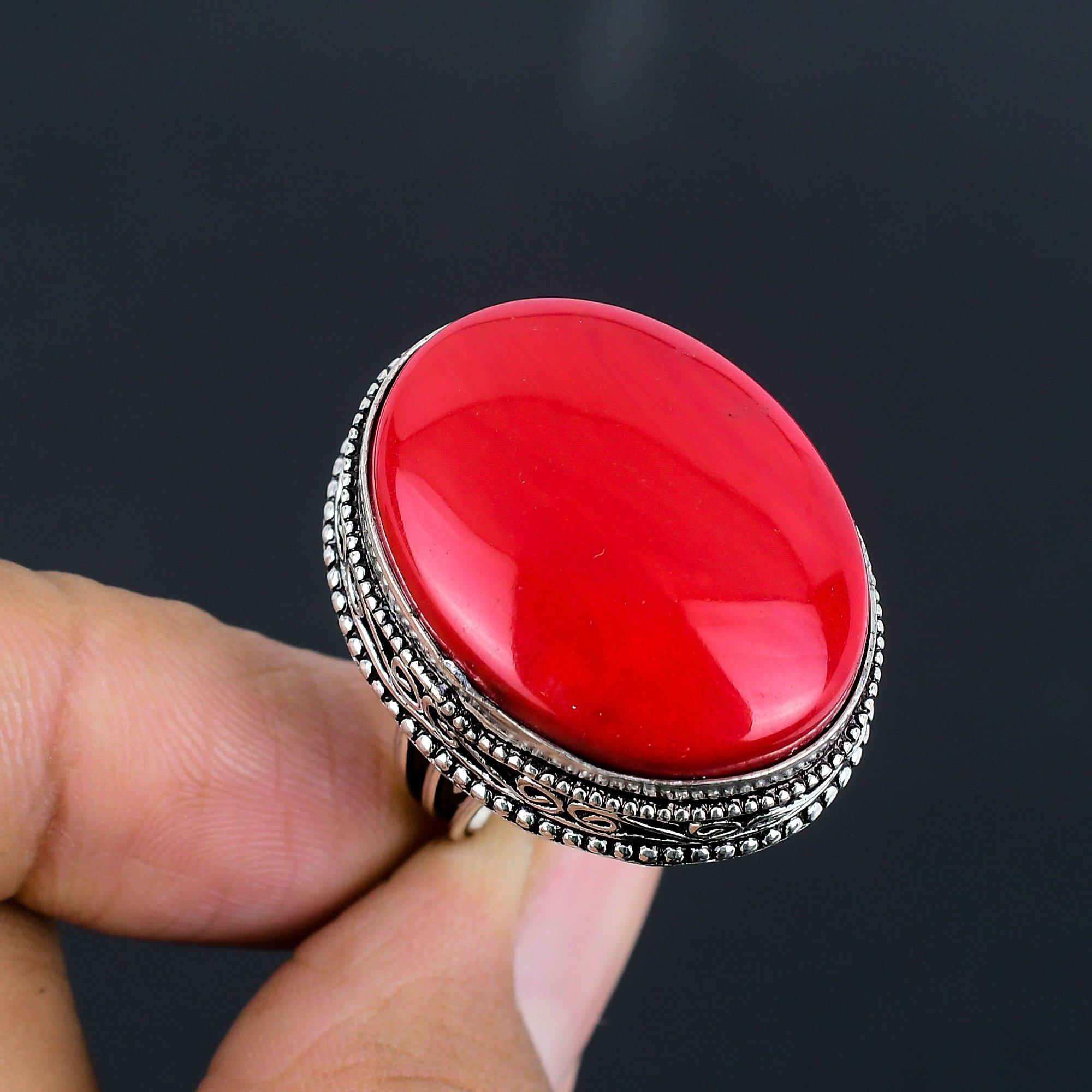 

Кольцо из серебра 925 пробы с красным кораллом, размер 9