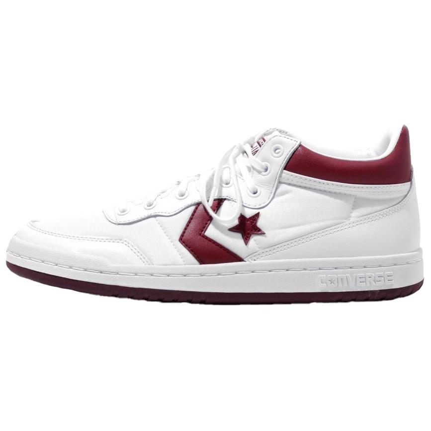 Converse Fastbreak Comfortable Versatile Non-Slip Durable Mid-Top Skate Shoes Unisex Sneakers White Red 157721C