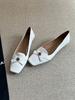 Vintage camellia loafers women's 2025 new square head flat Mary Jane small leather shoes commuter single shoes